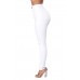 White High Waist Skinny Jeans with Round Pockets