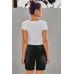 Black Button Front Distressed Shorts