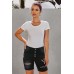Black Button Front Distressed Shorts
