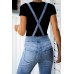 Sky Blue Bell Bottom Pocketed Denim Overalls