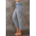 Sky Blue Light Wash Ripped Straight Leg High Waist Jeans