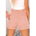Orange Pleated Rolled Hem Button Fly Denim Shorts