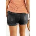 Distressed Ripped Rolled Hem Black Denim Shorts