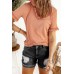Distressed Ripped Rolled Hem Black Denim Shorts
