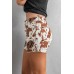 Brown Cow Print Denim Shorts with Pockets