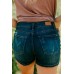 Dark Blue Leopard  Patched Ripped Denim Shorts