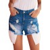 Blue Distressed Pocket Denim Shorts