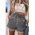 Gray  High Waist Denim Shorts