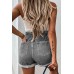 Gray  High Waist Denim Shorts