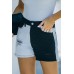 Black Distressed Colorblock Jean Shorts