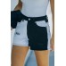 Black Distressed Colorblock Jean Shorts