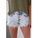 Sky Blue High Rise Acid Wash Jean Shorts