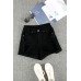Black Rolled-up High Waist Distressed Denim Shorts