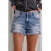 Frayed Hem Ripped Denim Shorts