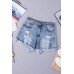 Frayed Hem Ripped Denim Shorts