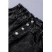 Black Ruffled High Waist Buttoned Denim Shorts