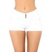 White Mid Rise Triple Button Stretch Denim Shorts