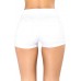 White Mid Rise Triple Button Stretch Denim Shorts
