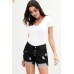 Black Hot Mama High Rise Distressed Denim Shorts