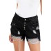 Black Hot Mama High Rise Distressed Denim Shorts