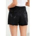 Black Hot Mama High Rise Distressed Denim Shorts
