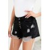 Black Hot Mama High Rise Distressed Denim Shorts