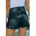 Black High Waist Frayed Denim Shorts