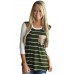 Green White Stripe Sequin Pocket Top