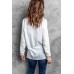 Lace Splicing Button V Neck Long Sleeve Top