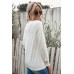 Lace Splicing Button V Neck Long Sleeve Top