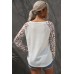 Leopard Raglan Sleeve Knitted V Neck Blouse