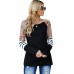 Black Striped Floral Long Sleeve Top