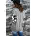 Striped Leopard Block Splicing Long Sleeve Top