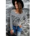 Striped Leopard Block Splicing Long Sleeve Top