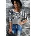 Striped Leopard Block Splicing Long Sleeve Top