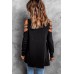 Solid Sequins Cold Shoulder Long Sleeve Top