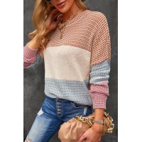 Multicolor Color Block Knitted Long Sleeve Top