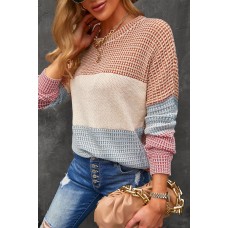 Multicolor Color Block Knitted Long Sleeve Top