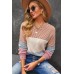 Multicolor Color Block Knitted Long Sleeve Top