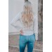 Striped Lace Buttons Splicing Long Sleeve Top