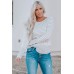 Striped Lace Buttons Splicing Long Sleeve Top