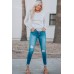 Striped Lace Buttons Splicing Long Sleeve Top