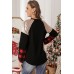 Plaid Sequin Splicing Christmas Leopard Graphic Print Top