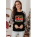 Christmas Leopard Letter Graphic Print Long Sleeve Shirt