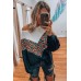 Black Colorblock Leopard Patchwork Knit Top