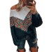 Black Colorblock Leopard Patchwork Knit Top