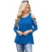 Royal Blue Crisscross Cold Shoulder Quarter Sleeve Blouse