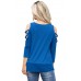 Royal Blue Crisscross Cold Shoulder Quarter Sleeve Blouse