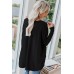Black Oversize Zipped Red Lips Long Sleeve Top with Pockets