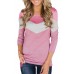 Blush White Striped and Chevron Colorblock Top